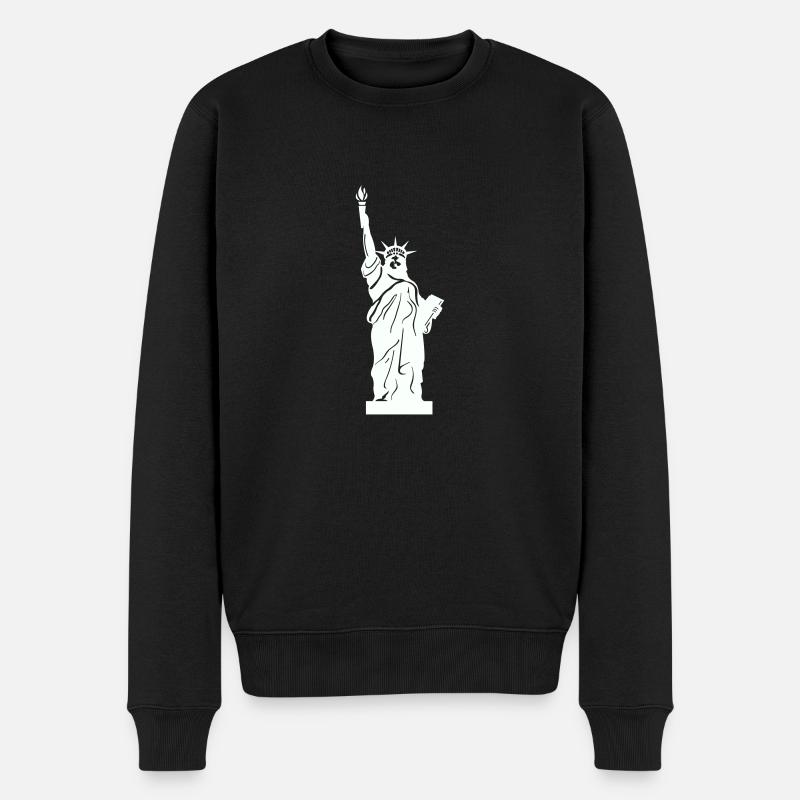 freiheitsstatue - Männer Premium Bio Pullover - Schwarz