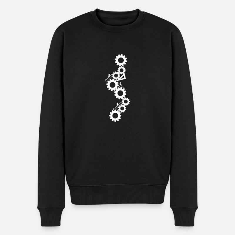 Scoliose Engrenages blanc - Pull Premium bio Homme - noir