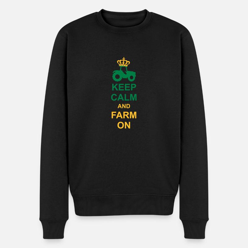 Keep Calm Farm - Männer Premium Bio Pullover - Schwarz