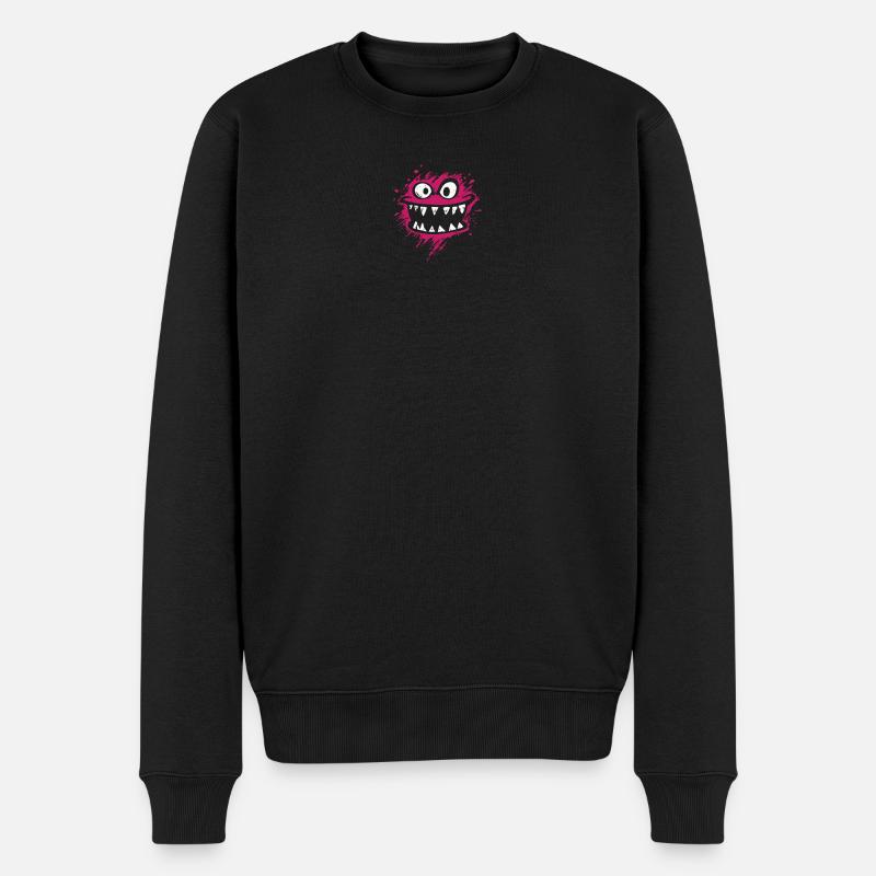 Kleine Monster: Spritzer fröhlicher Monstermond - Männer Premium Bio Pullover - Schwarz