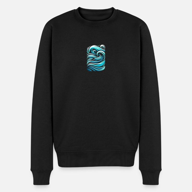 Abstrakter Ozean - Männer Premium Bio Pullover - Schwarz
