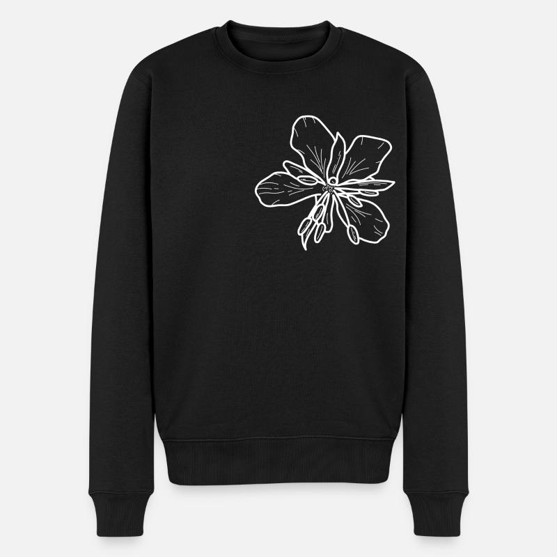Weidenrose minimalistisch - Männer Premium Bio Pullover - Schwarz