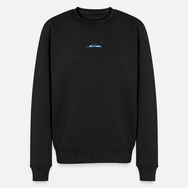 Berlin Herzschlag EKG Spree Hauptstadt - Männer Premium Bio Pullover - Schwarz