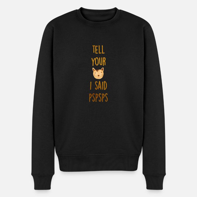 Cat Whisper PSPSPS Goldschrift - Männer Premium Bio Pullover - Schwarz
