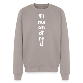 Einwandfrei | Perfekt | Vorbildlich | Spruch - Männer Premium Bio Pullover - Taupe - Vorne - Nico (187cm)