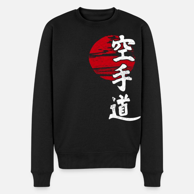 Karate Sonne Kampfkunst Japan Retro Kangi Idee - Männer Premium Bio Pullover - Schwarz