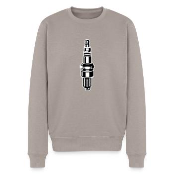 Spark plug - motor - car - garage - motorcycle - Men's Premium Organic Jumper - taupe - Front - Nico (187cm)