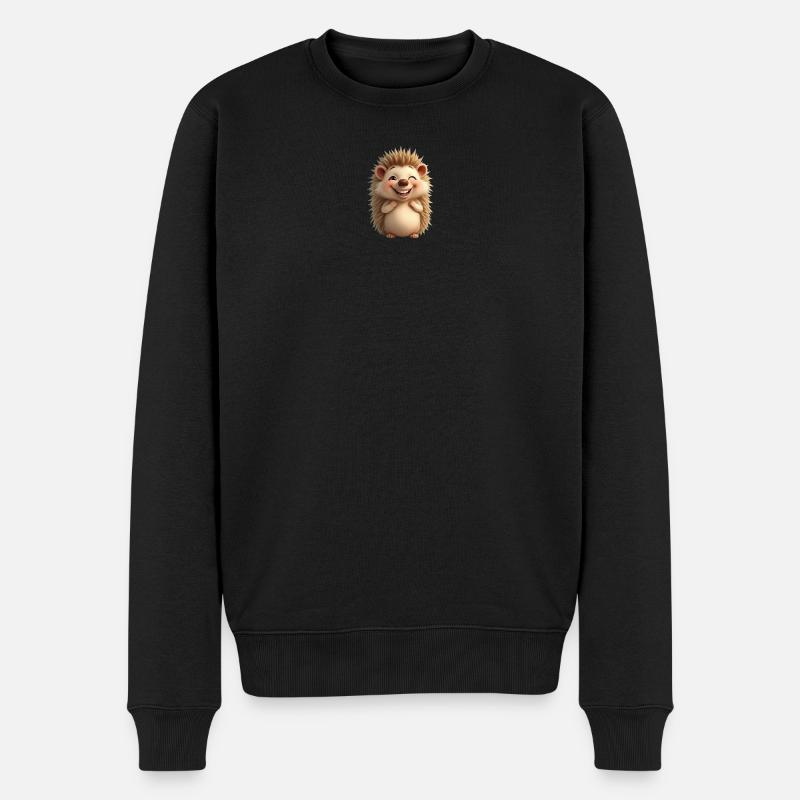 Glücklicher und süßer Igel - Männer Premium Bio Pullover - Schwarz
