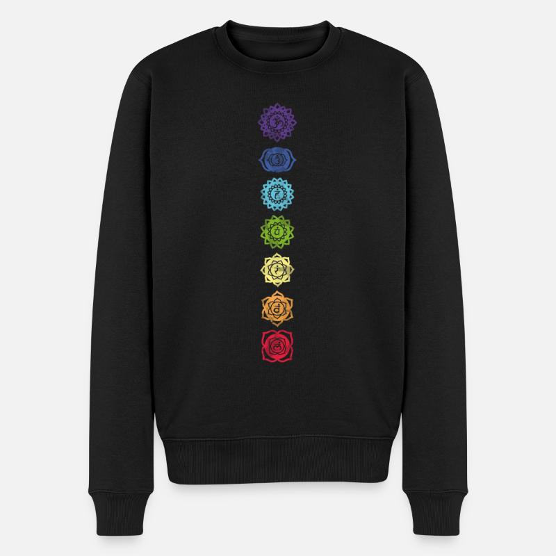 Chakra, Alle 7 Chakren, Yoga, Meditation - Männer Premium Bio Pullover - Schwarz