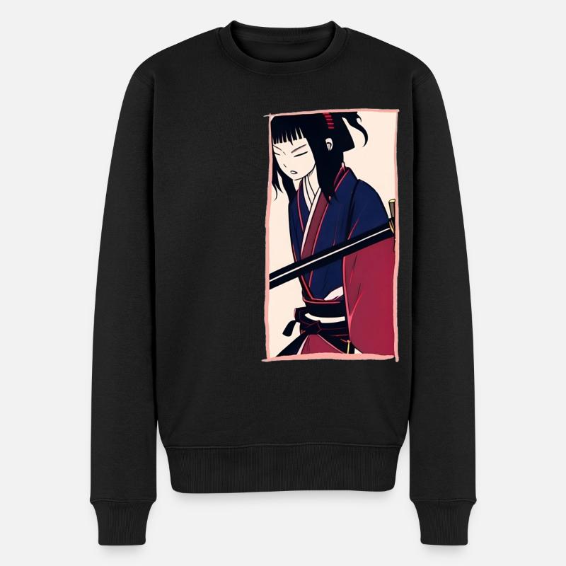SamuraiGirl N 2 - Männer Premium Bio Pullover - Schwarz
