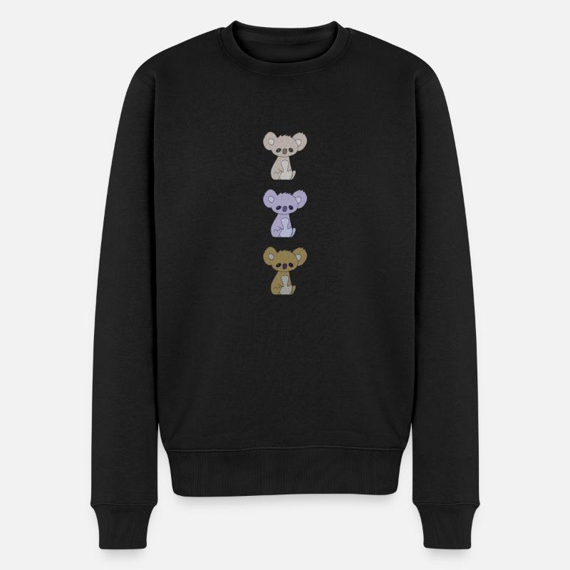 koala dreifach - Männer Premium Bio Pullover - Schwarz