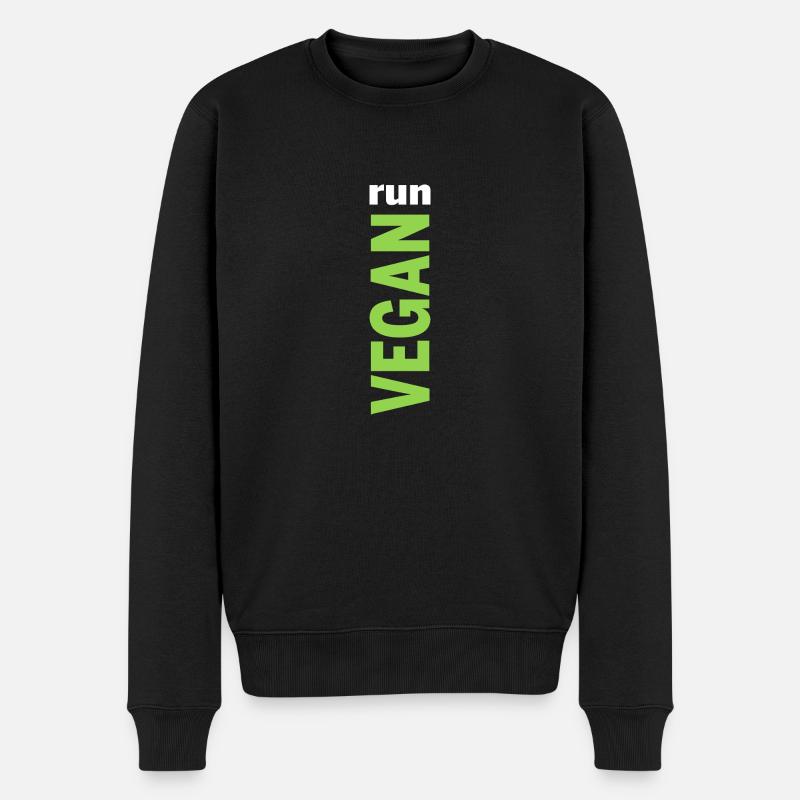 Go Vegan [green] - Männer Premium Bio Pullover - Schwarz