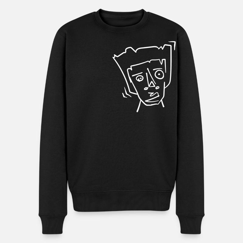 Abstraktes Gesicht jenseits von 3 Weiß - Männer Premium Bio Pullover - Schwarz