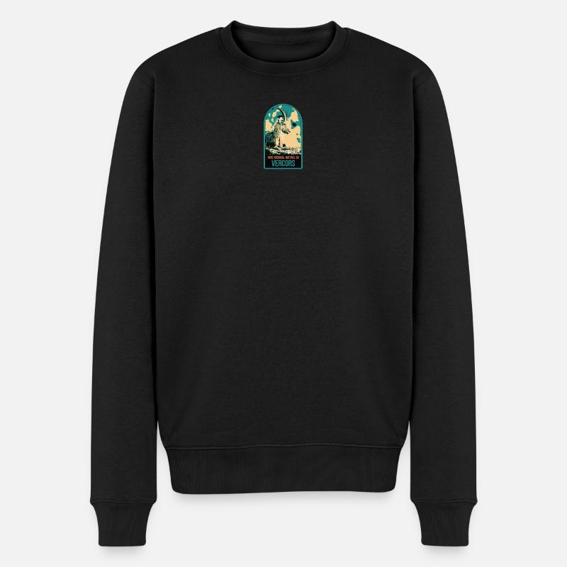Illustration d'un Bouquetin dans Parc du Vercors - Pull Premium bio Homme - noir