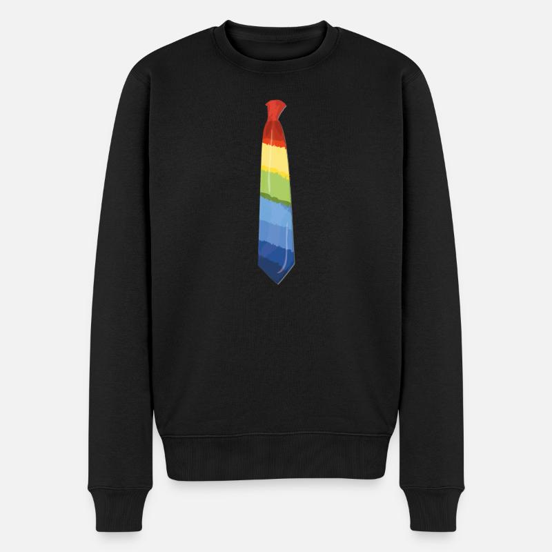 Krawatte Regenbogen LGBT - Männer Premium Bio Pullover - Schwarz