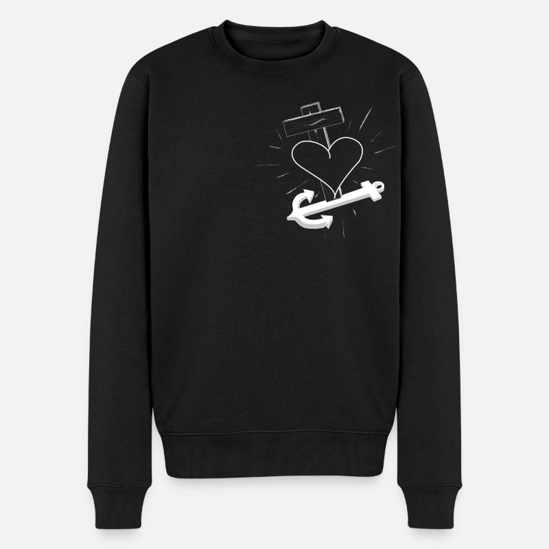 Glaube Hoffnung und Liebe - Männer Premium Bio Pullover - Schwarz