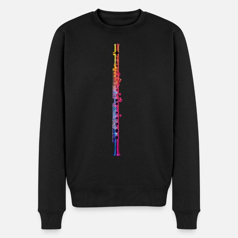 Querflöte - Männer Premium Bio Pullover - Schwarz