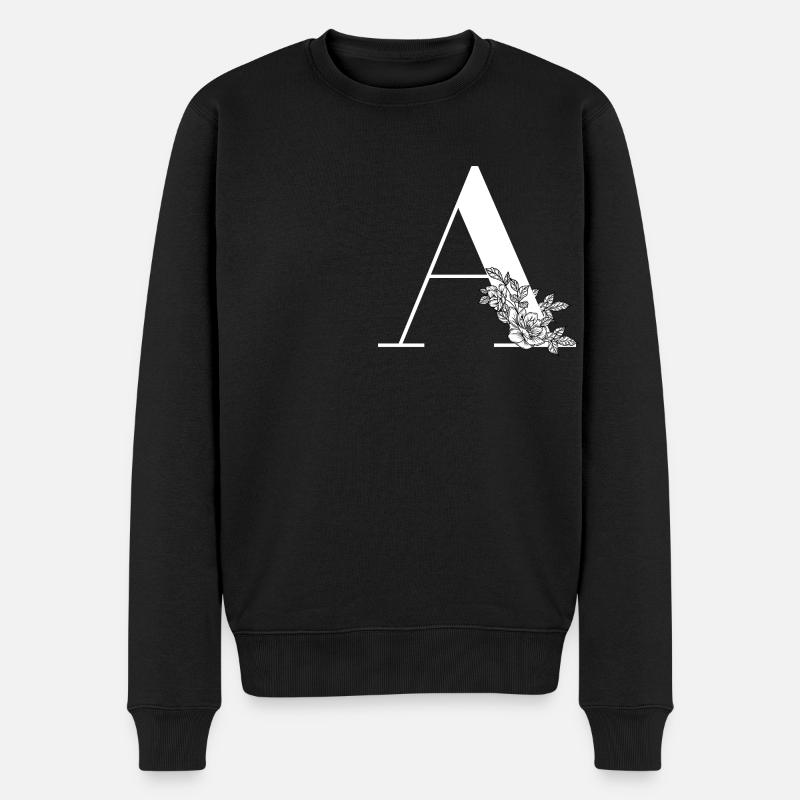 Buchstabe A Blume - Männer Premium Bio Pullover - Schwarz