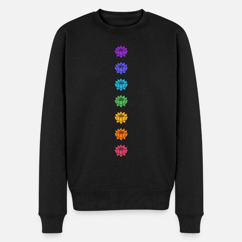 Lotus Chakras, Cosmic Energy Centers, Evolution - Men's Premium Organic Jumper - black