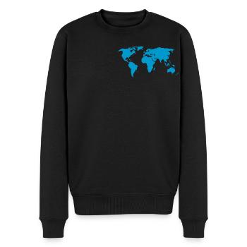 Weltkarte - Männer Premium Bio Pullover - Schwarz - Vorne - Nico (187cm)