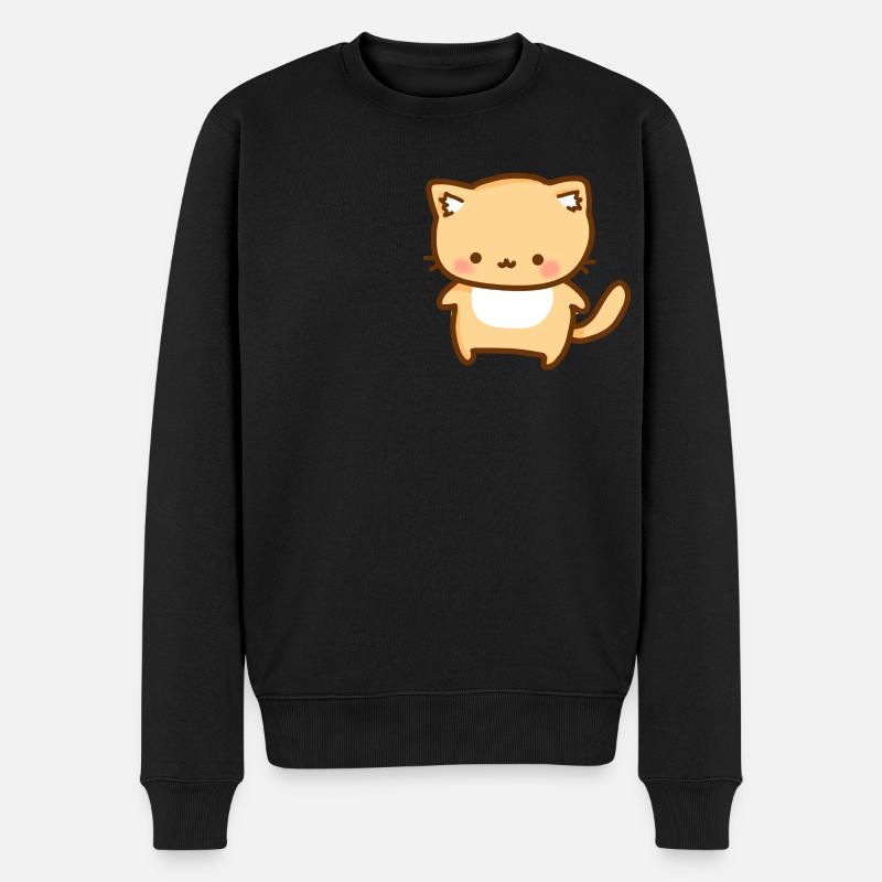süße orange Katze - Kawaii Still - Männer Premium Bio Pullover - Schwarz