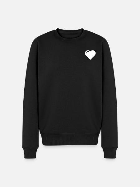 Kleines weißes Herz - Männer Premium Bio Pullover - Schwarz
