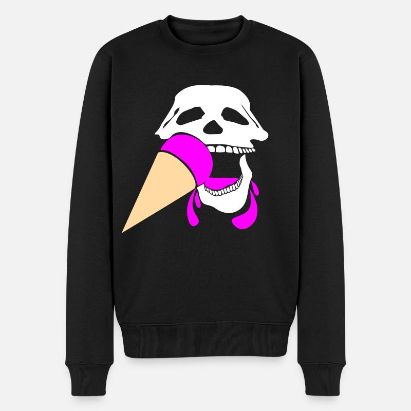 Skull with ice cream - Men's Premium Organic Jumper - black