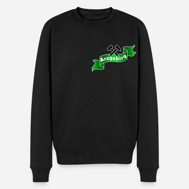 Erzgebirge Logo mit Hammer und Schlägel, Arzgebirg - Männer Premium Bio Pullover - Schwarz