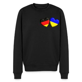 Allemagne Ukraine Solidarité unie dans le cœur - Pull Premium bio Homme - noir - Devant - Nico (187cm)