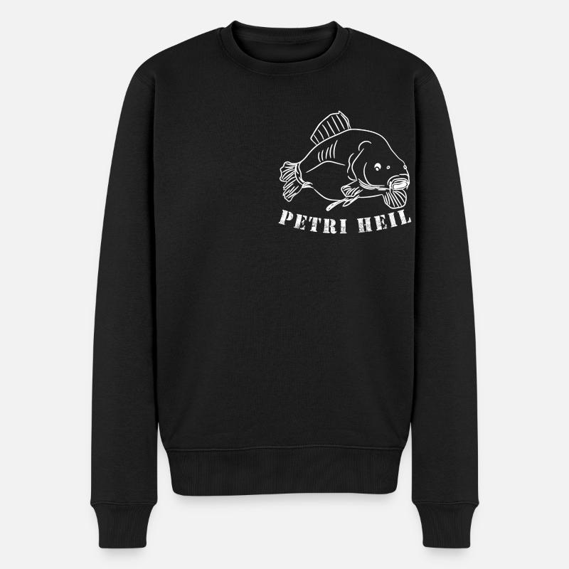 Petri Heil - Männer Premium Bio Pullover - Schwarz