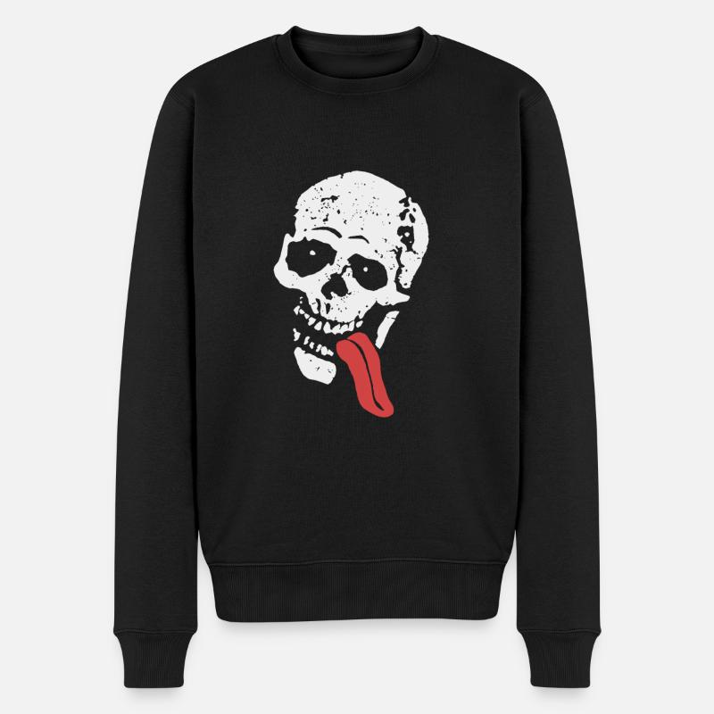JESSE SCHÄDEL - Männer Premium Bio Pullover - Schwarz