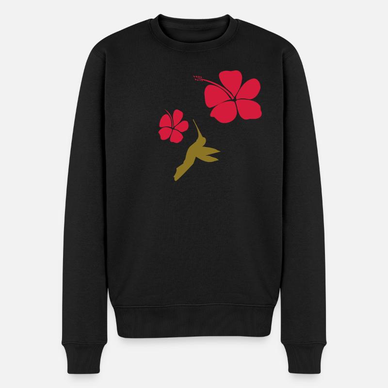 polynesische Tätowierung Hibiskus - Männer Premium Bio Pullover - Schwarz