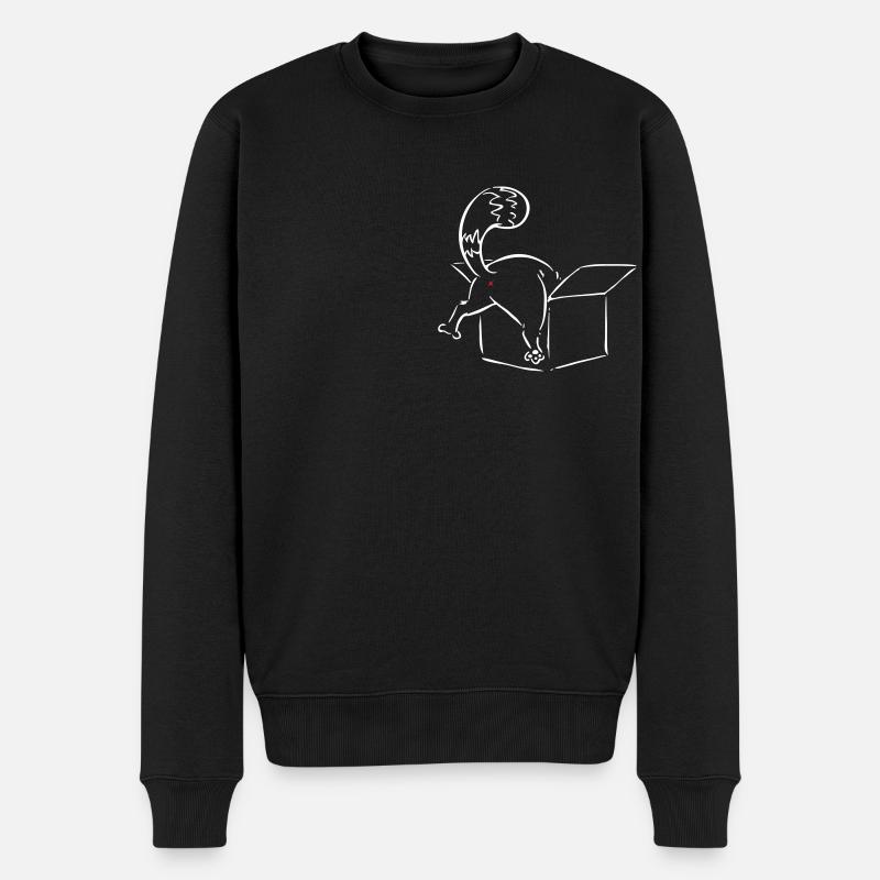 Cat in a Box Katze No Nein Mittelfinger lustig - Männer Premium Bio Pullover - Schwarz