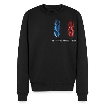 The Matrix Is Anyone Really Free - Men's Premium Organic Jumper - black - Front - Nico (187cm)