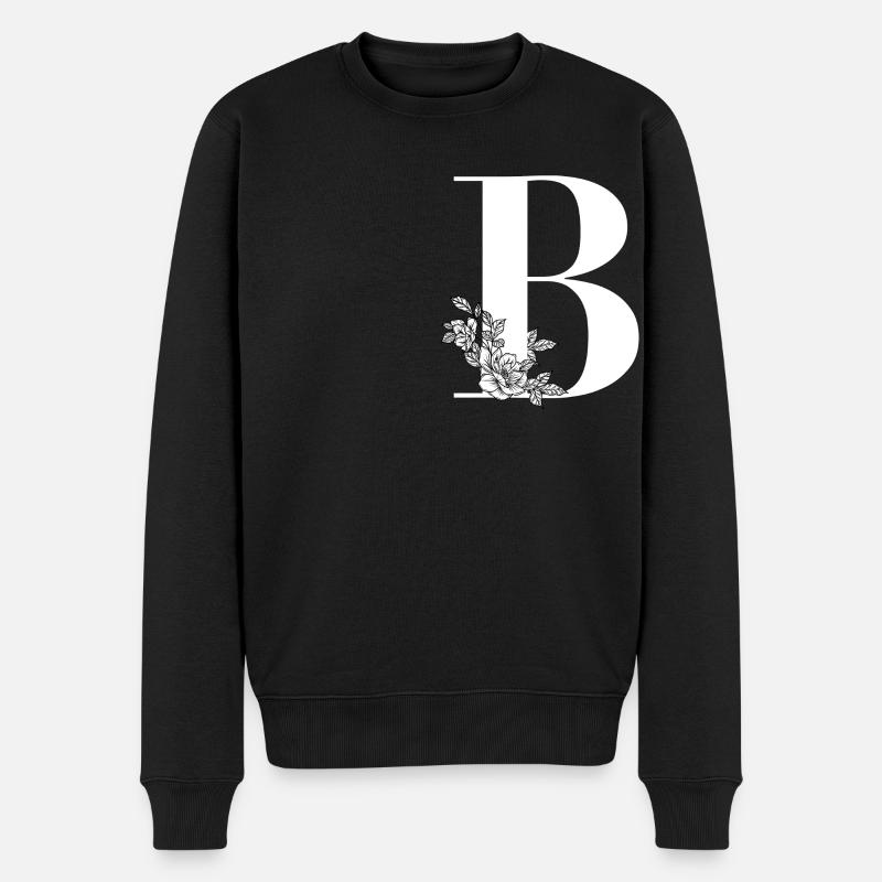 Buchstabe B Blume - Männer Premium Bio Pullover - Schwarz