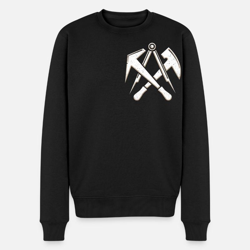 Dachdecker Zunftsymbol Im Coolen 3D Grunge Look - Männer Premium Bio Pullover - Schwarz