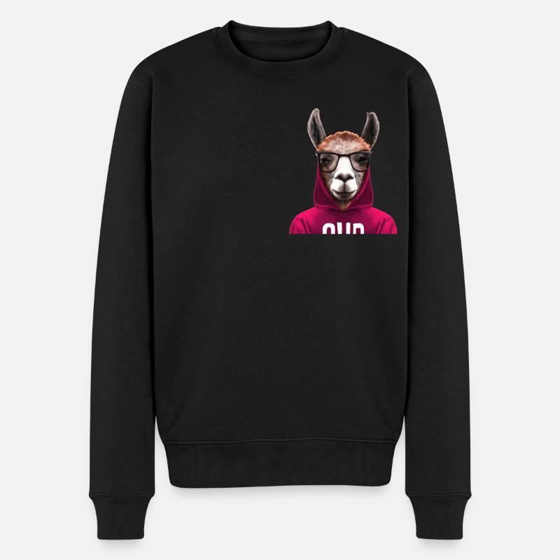 Lama - Männer Premium Bio Pullover - Schwarz