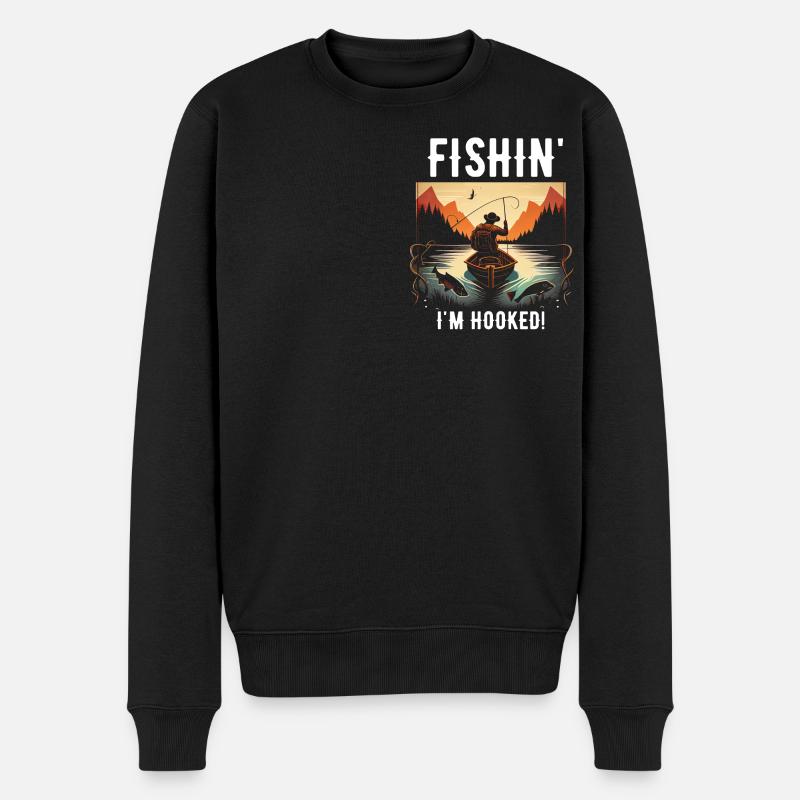 Fishin Ich bin süchtig - Männer Premium Bio Pullover - Schwarz