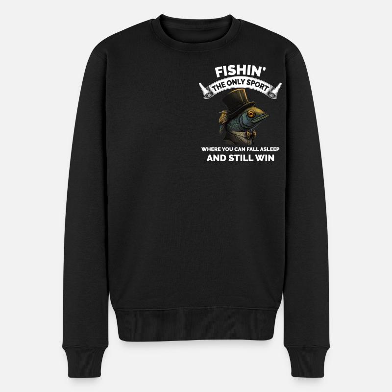 Lustiger Angelfischer - Männer Premium Bio Pullover - Schwarz