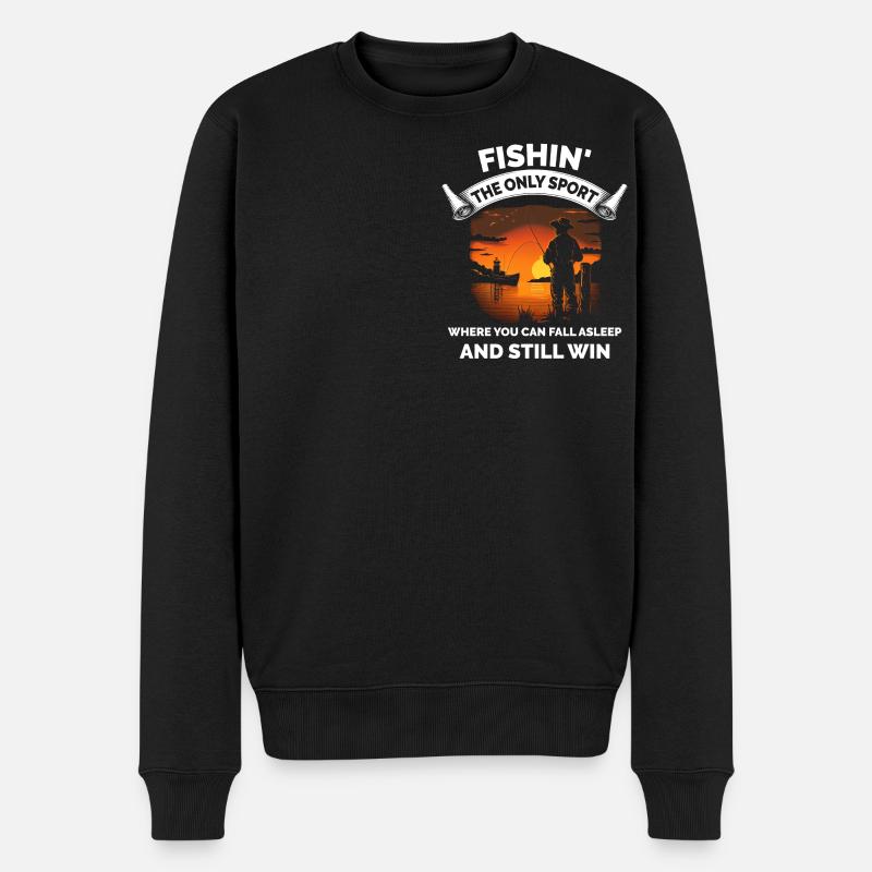 Pêche rétro drôle - Pull Premium bio Homme - noir