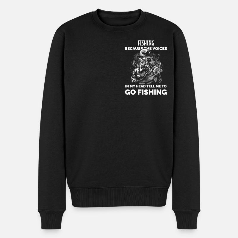 Angeln - Männer Premium Bio Pullover - Schwarz