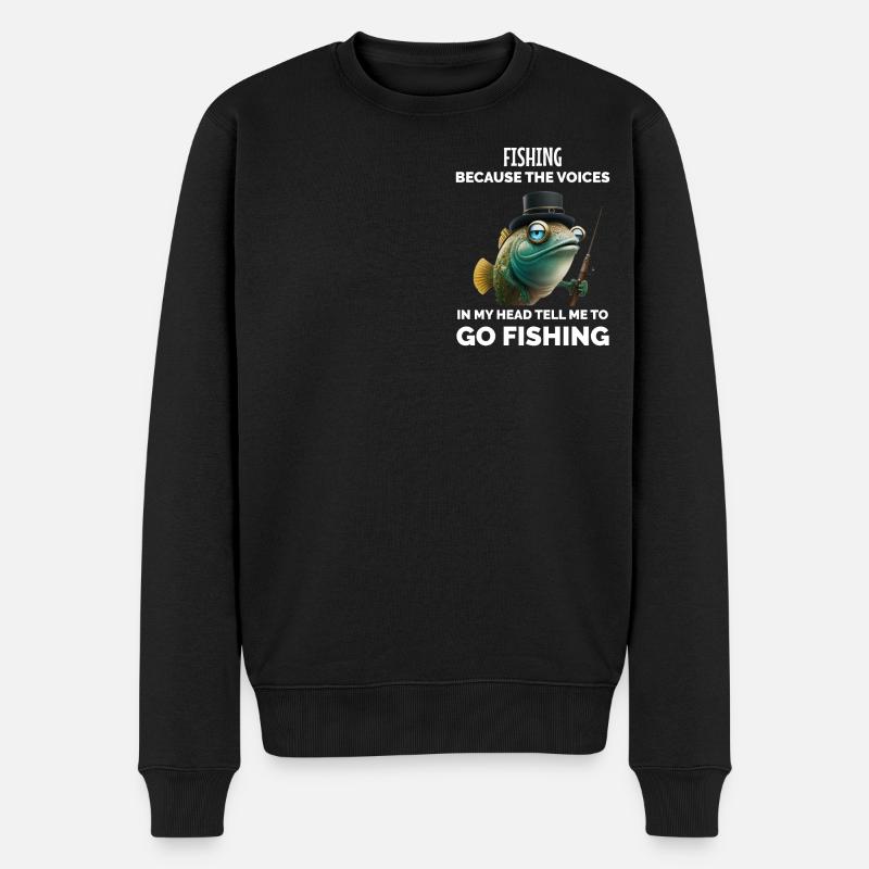 Retro Angeln lustig - Männer Premium Bio Pullover - Schwarz
