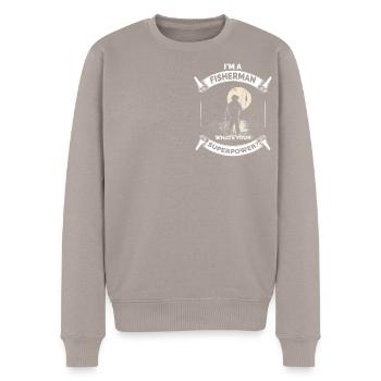 Funny Grandpa Dad Fishing Saying Old Fisherman - Men's Premium Organic Jumper - taupe - Front - Nico (187cm)