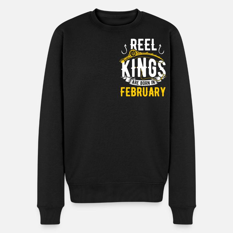 Reel Kings werden im Februar Angelgeburtstag geboren - Männer Premium Bio Pullover - Schwarz