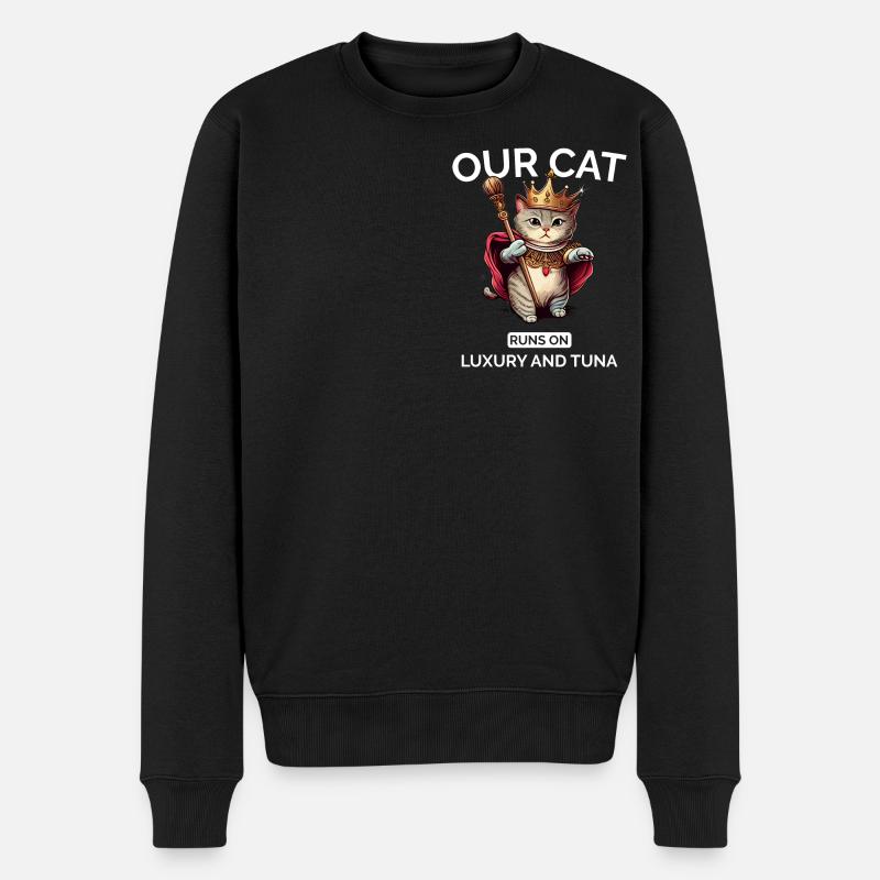 Katze Mama Papa Royal Kawaii Kätzchen Katze - Männer Premium Bio Pullover - Schwarz