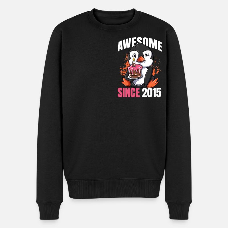 Genial seit 2015 - 8. Pinguin Geburtstag - Männer Premium Bio Pullover - Schwarz