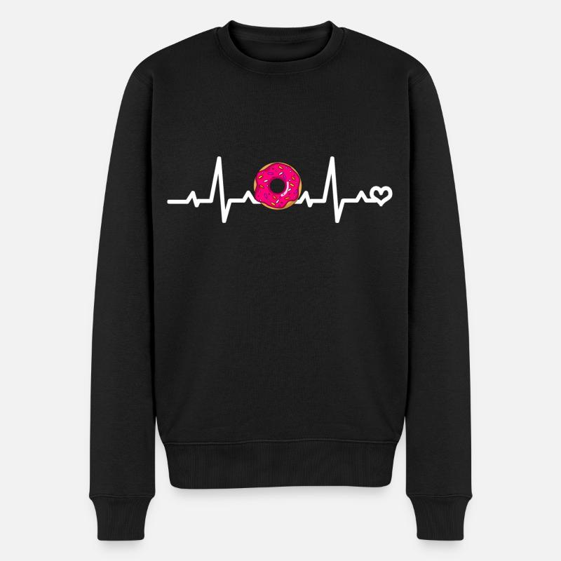 Pinker Donut Liebe - Männer Premium Bio Pullover - Schwarz