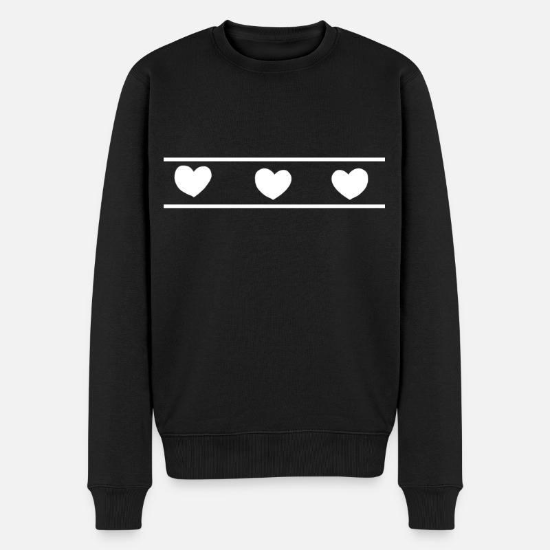 Herz Herzen - Männer Premium Bio Pullover - Schwarz