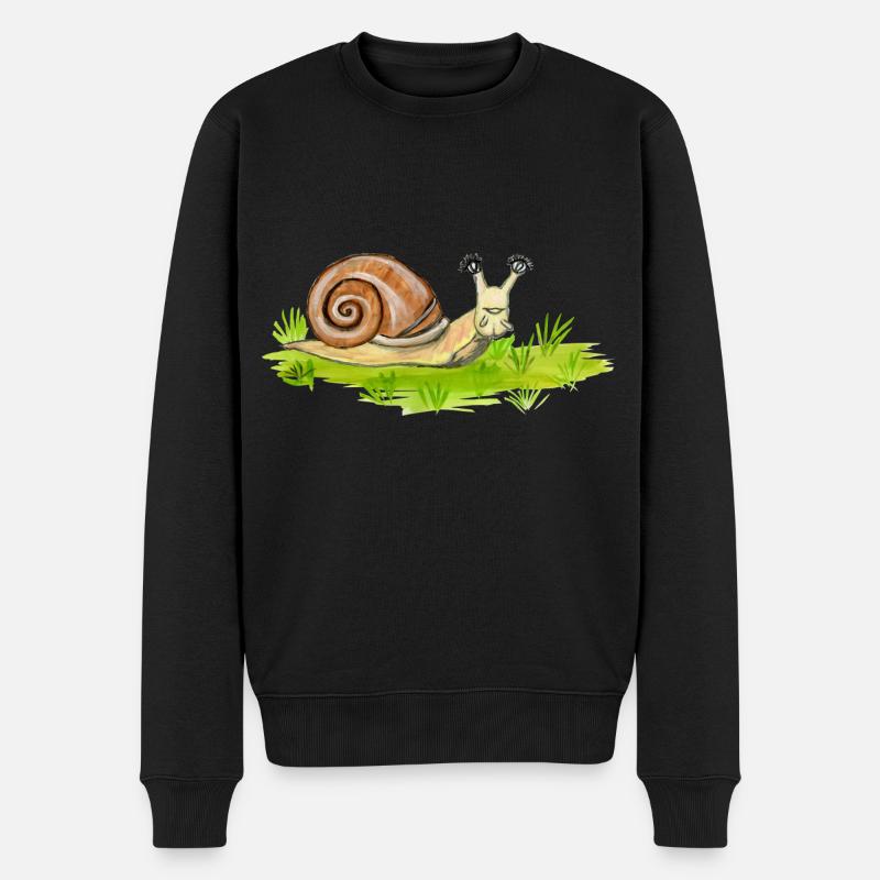 lustige Schnecke - Männer Premium Bio Pullover - Schwarz