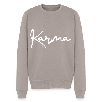 Karma - Männer Premium Bio Pullover - Taupe - Vorne - Nico (187cm)